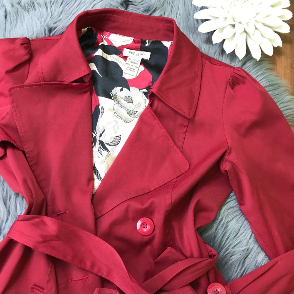 Red trench coat belted and lined Vertigo Paris S